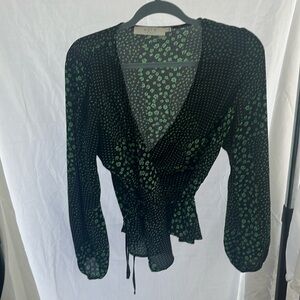 ASTR the label Long Sleeve Wrap Front Tie Top